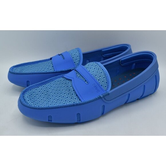 SWIMS Mens Size 11 Sail Blue Printed Penny Slip On Loafers Shoes - Picture 4 of 13